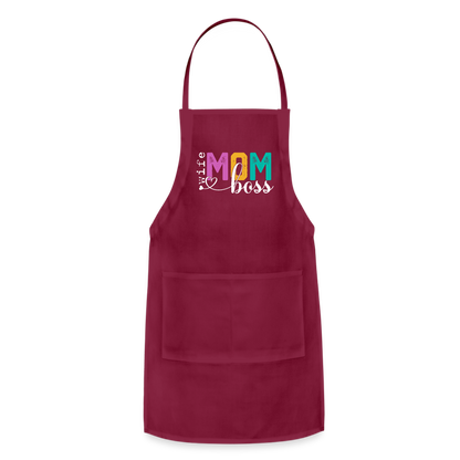 Wife Mom Boss Adjustable Apron - burgundy