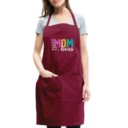 Wife Mom Boss Adjustable Apron - burgundy