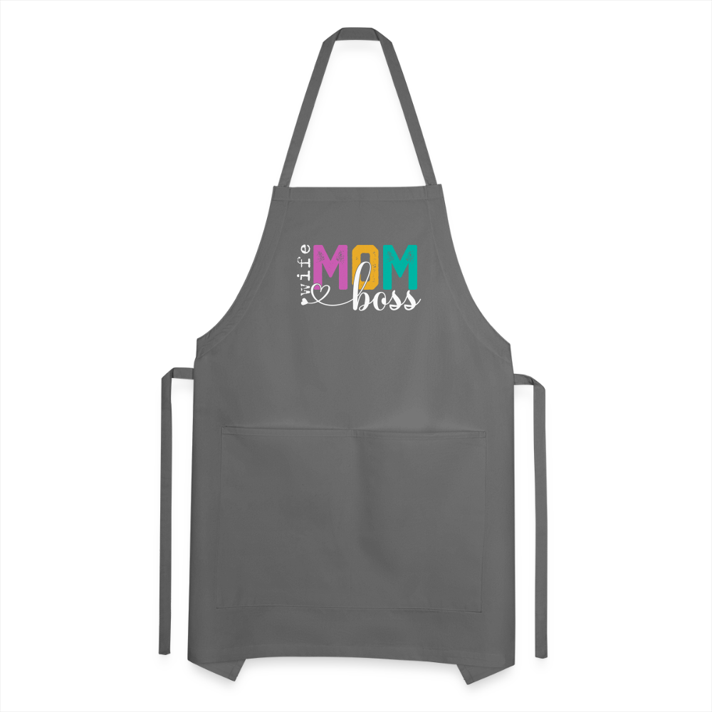 Wife Mom Boss Adjustable Apron - charcoal