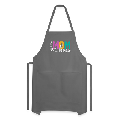 Wife Mom Boss Adjustable Apron - charcoal