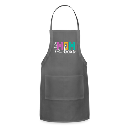 Wife Mom Boss Adjustable Apron - charcoal