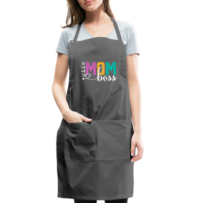 Wife Mom Boss Adjustable Apron - charcoal