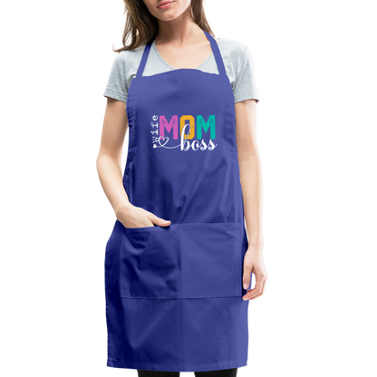 Wife Mom Boss Adjustable Apron - royal blue