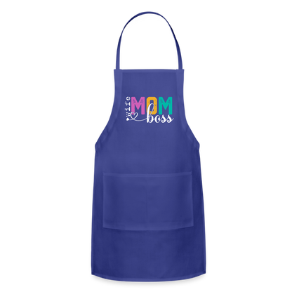 Wife Mom Boss Adjustable Apron - royal blue