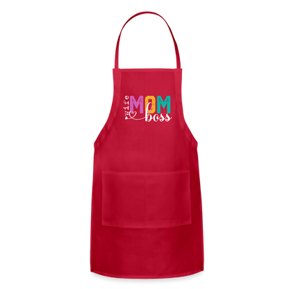 Wife Mom Boss Adjustable Apron - red