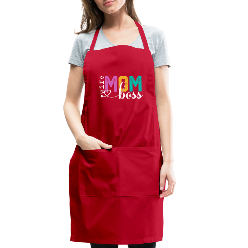 Wife Mom Boss Adjustable Apron - red