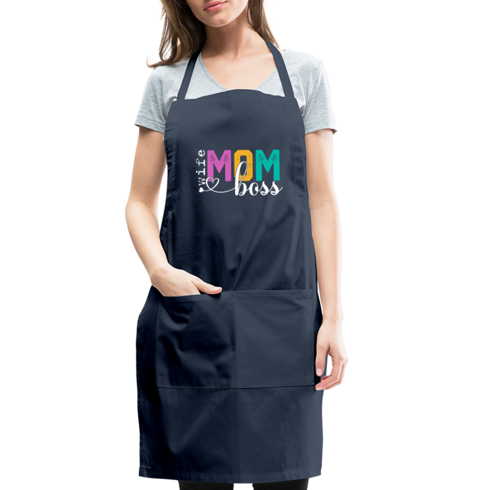 Wife Mom Boss Adjustable Apron - navy