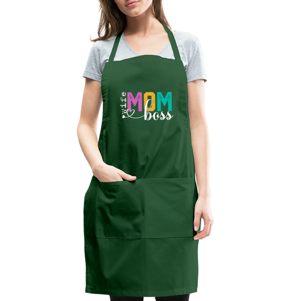 Wife Mom Boss Adjustable Apron - forest green