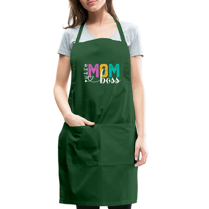 Wife Mom Boss Adjustable Apron - forest green