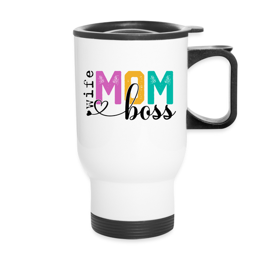 Wife Mom Boss Travel Mug - white