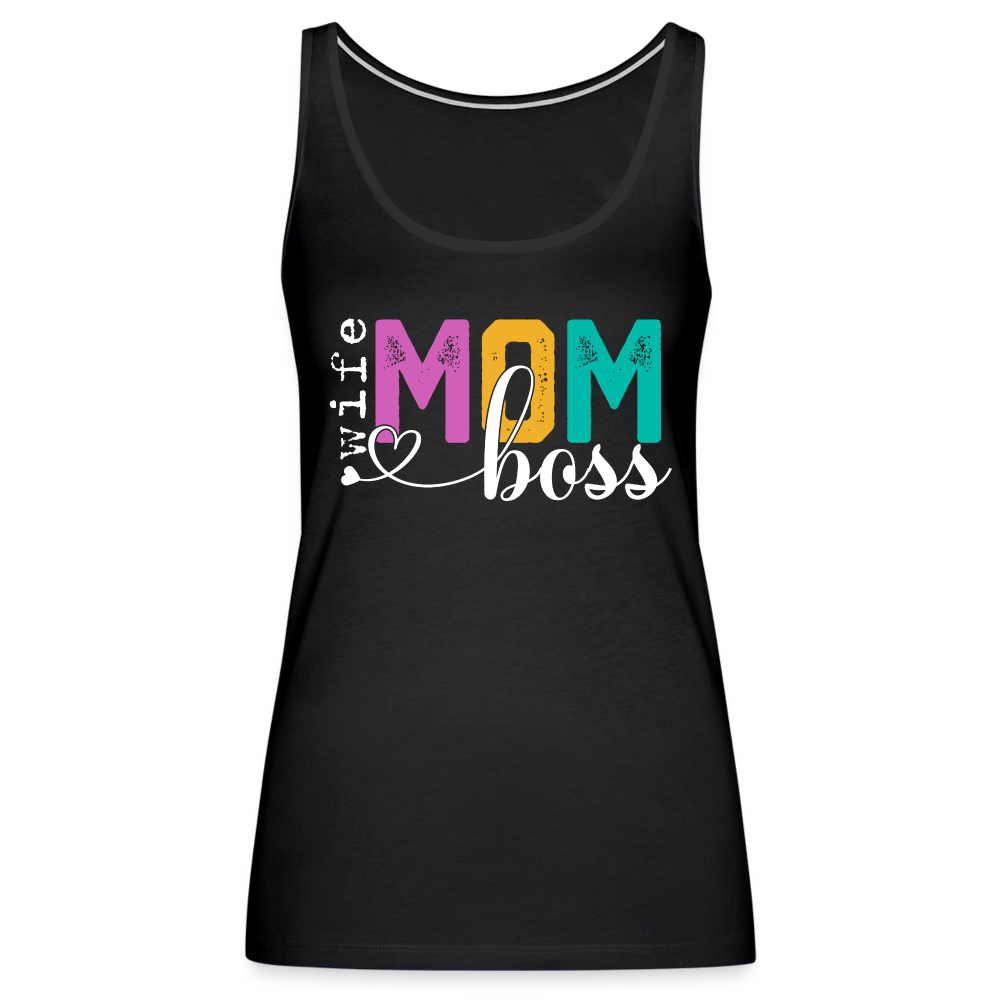 Wife Mom Boss Women’s Premium Tank Top - black