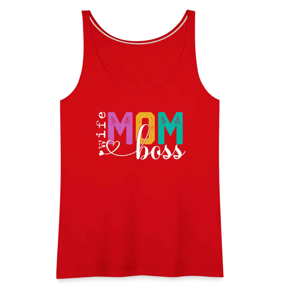 Wife Mom Boss Women’s Premium Tank Top - red