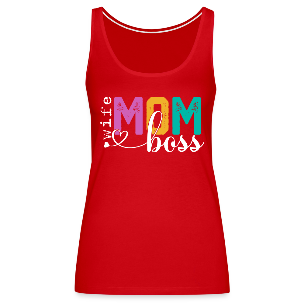 Wife Mom Boss Women’s Premium Tank Top - red