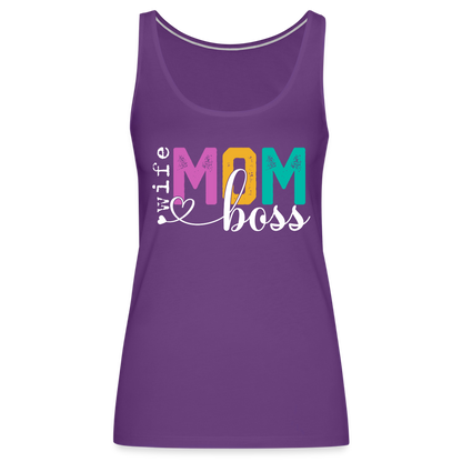 Wife Mom Boss Women’s Premium Tank Top - purple