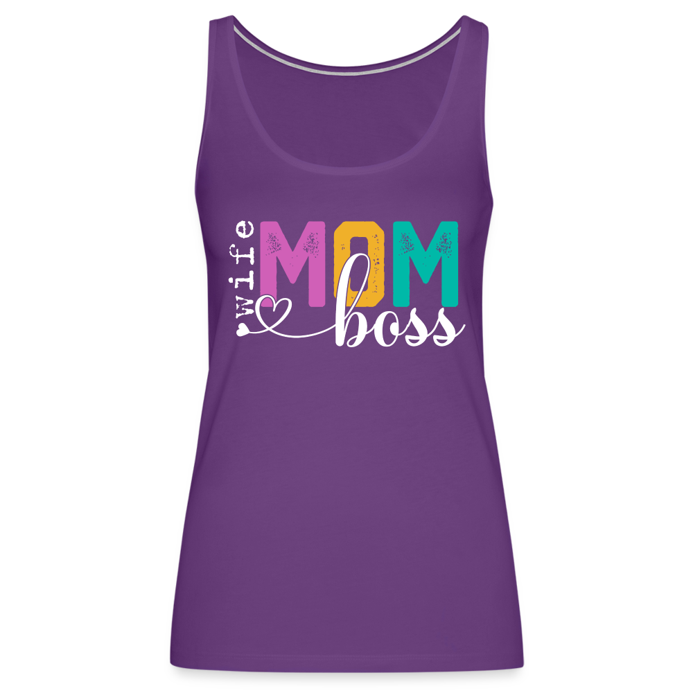 Wife Mom Boss Women’s Premium Tank Top - purple
