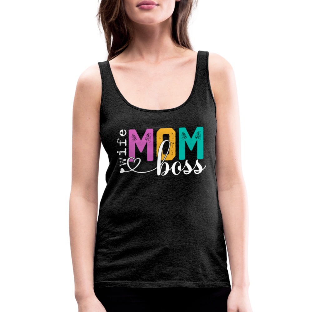 Wife Mom Boss Women’s Premium Tank Top - charcoal grey
