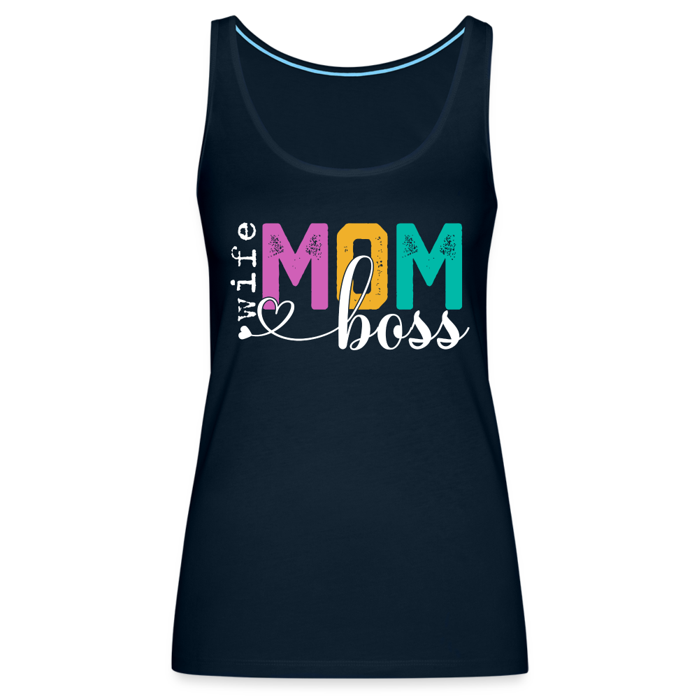 Wife Mom Boss Women’s Premium Tank Top - deep navy