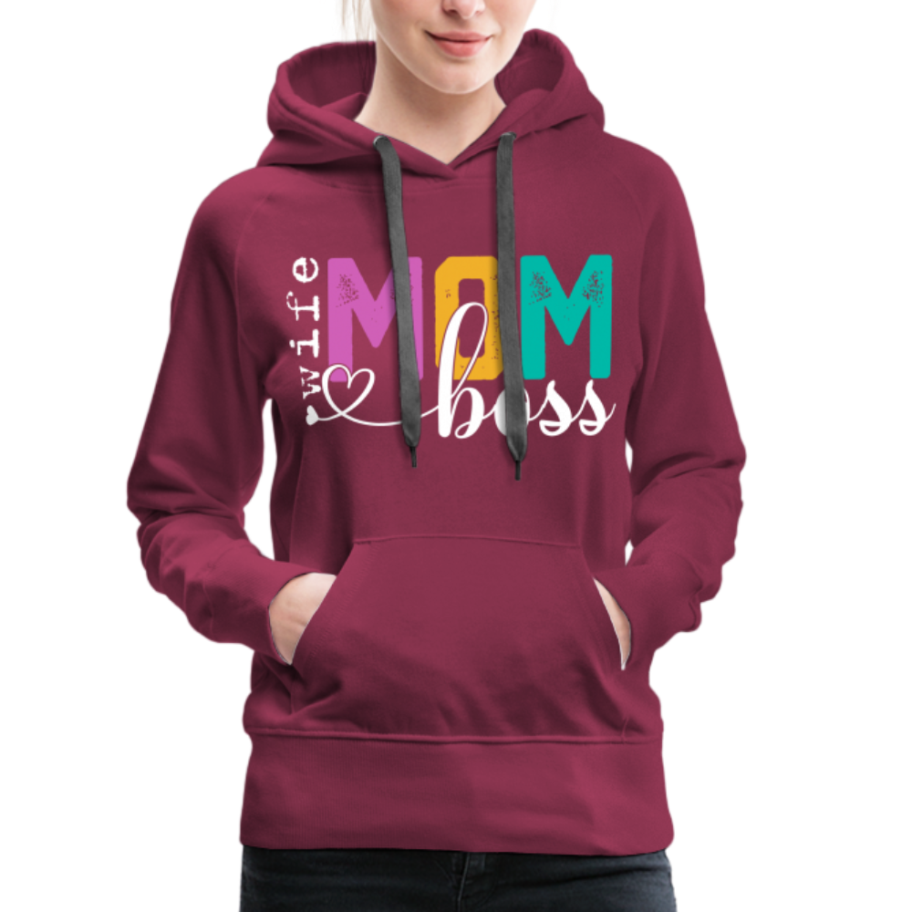 Wife Mom Boss Women’s Premium Hoodie - burgundy