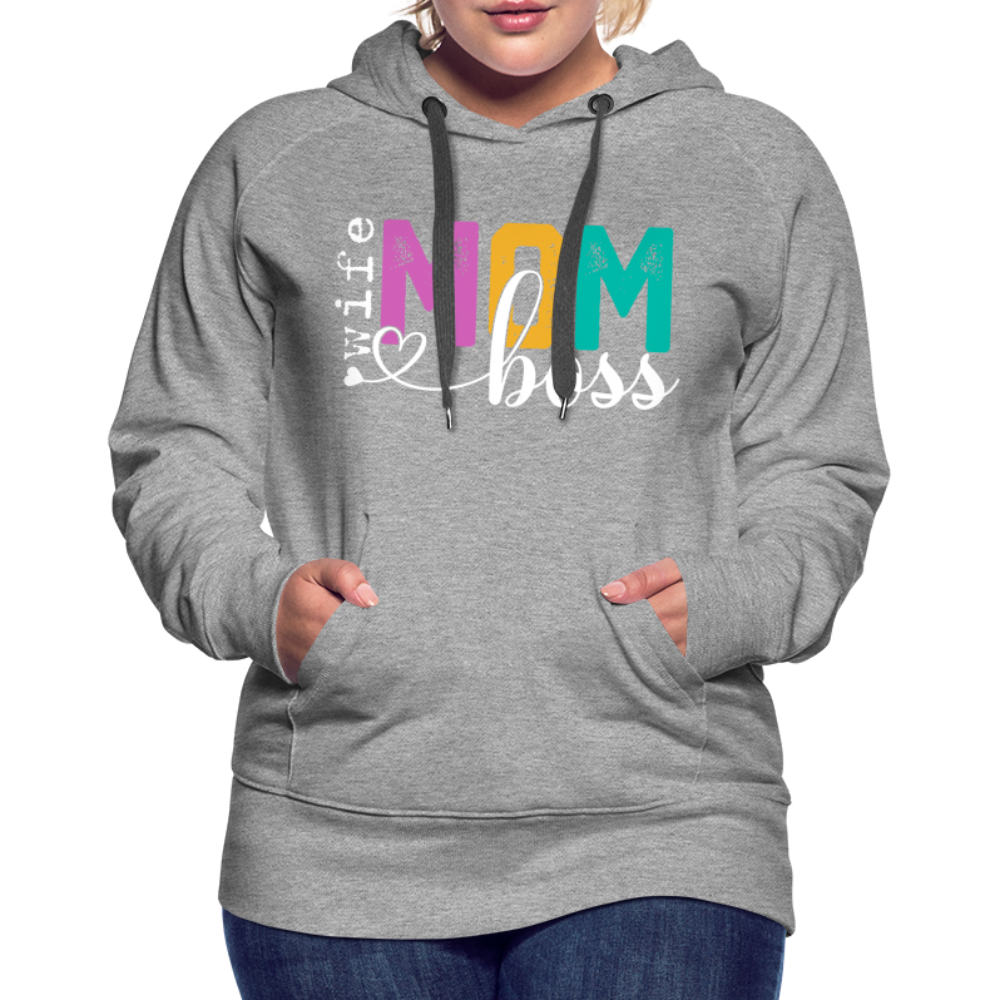 Wife Mom Boss Women’s Premium Hoodie - heather grey