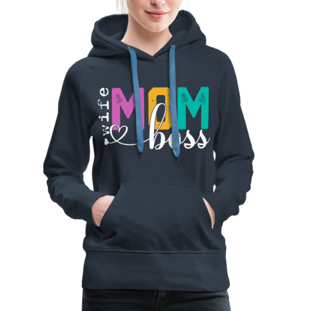 Wife Mom Boss Women’s Premium Hoodie - navy