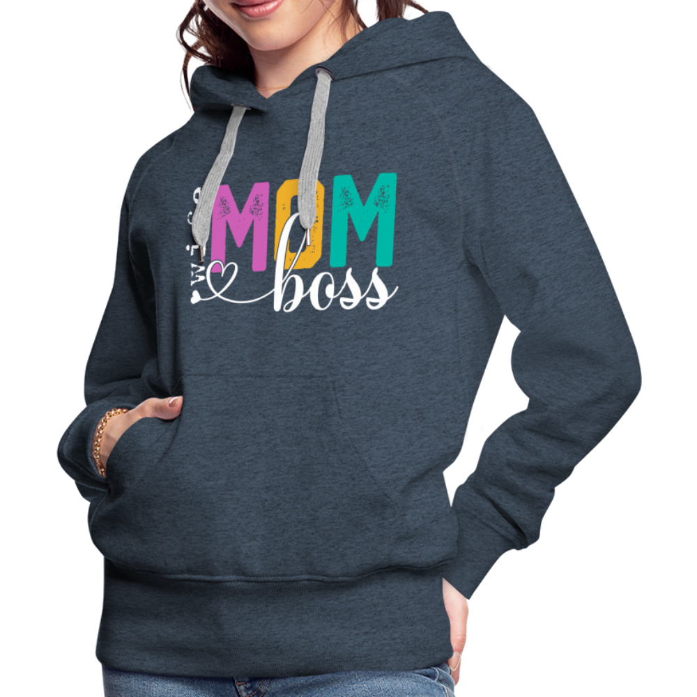 Wife Mom Boss Women’s Premium Hoodie - heather denim