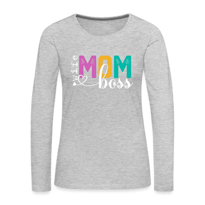 Wife Mom Boss Women's Premium Long Sleeve T-Shirt - heather gray