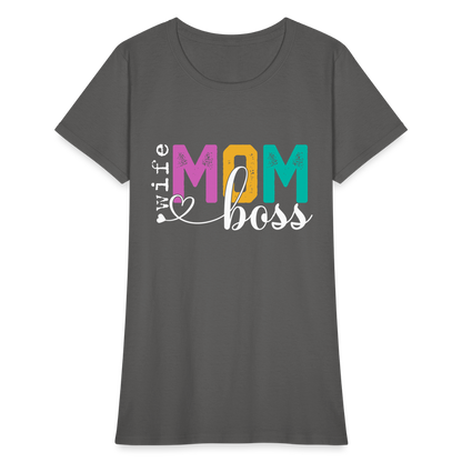 Wife Mom Boss Women's T-Shirt - charcoal