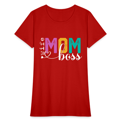 Wife Mom Boss Women's T-Shirt - red