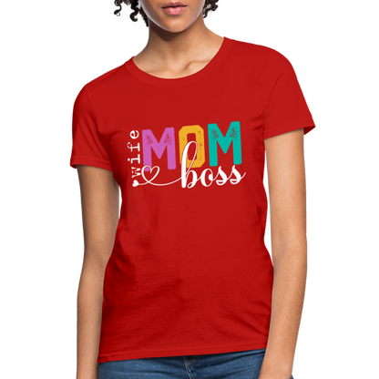 Wife Mom Boss Women's T-Shirt - red