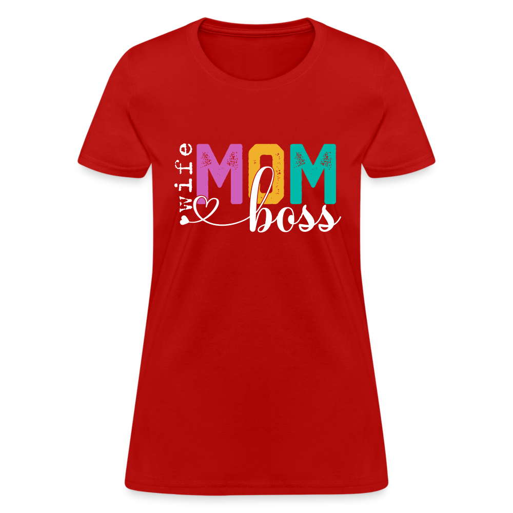 Wife Mom Boss Women's T-Shirt - red