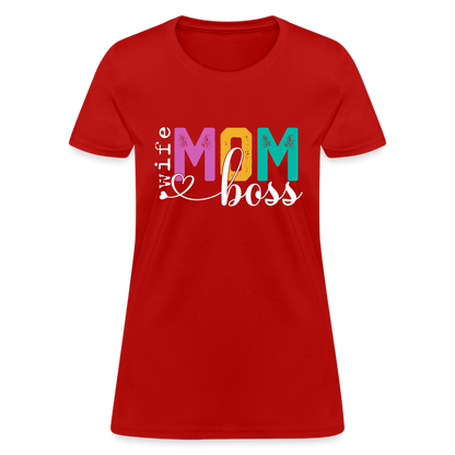 Wife Mom Boss Women's T-Shirt - red