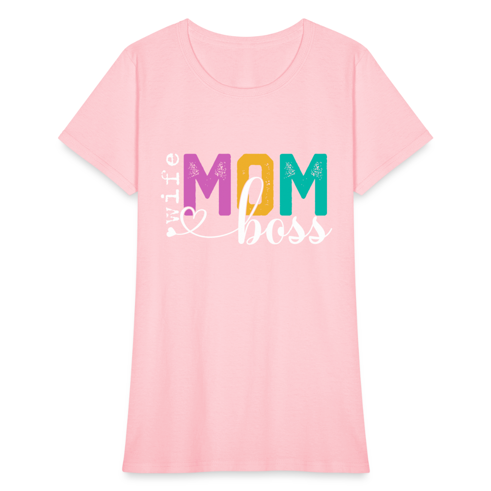 Wife Mom Boss Women's T-Shirt - pink