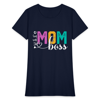 Wife Mom Boss Women's T-Shirt - navy