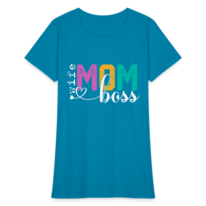 Wife Mom Boss Women's T-Shirt - turquoise