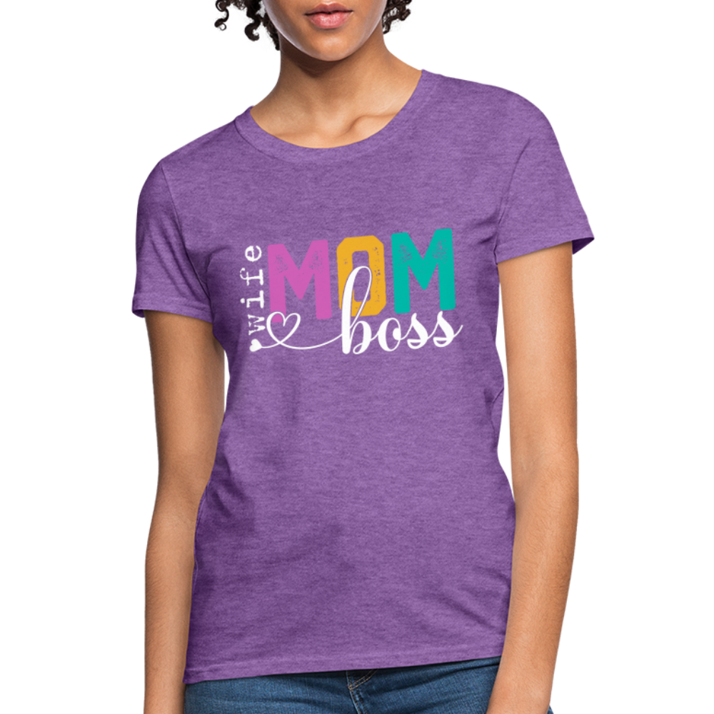 Wife Mom Boss Women's T-Shirt - purple heather