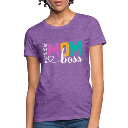 Wife Mom Boss Women's T-Shirt - purple heather