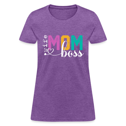 Wife Mom Boss Women's T-Shirt - purple heather