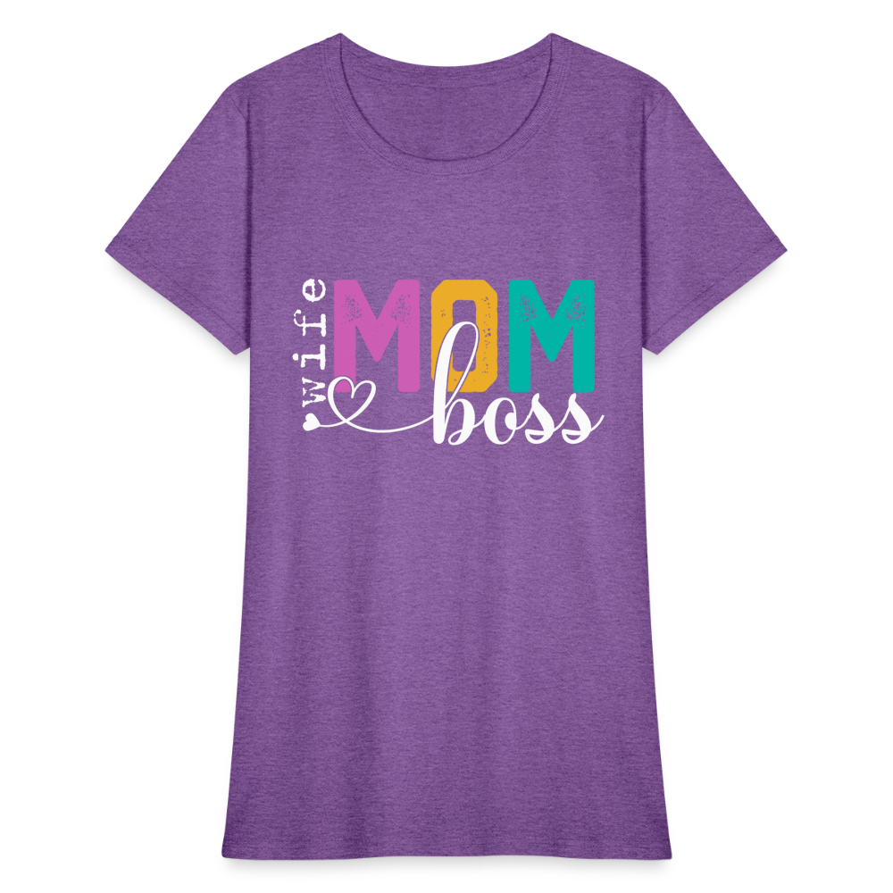 Wife Mom Boss Women's T-Shirt - purple heather