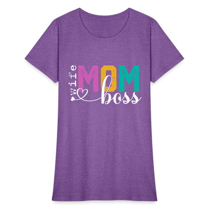 Wife Mom Boss Women's T-Shirt - purple heather