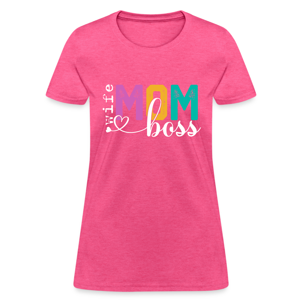 Wife Mom Boss Women's T-Shirt - heather pink