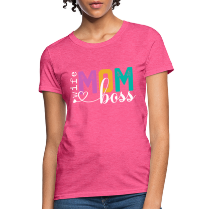 Wife Mom Boss Women's T-Shirt - heather pink