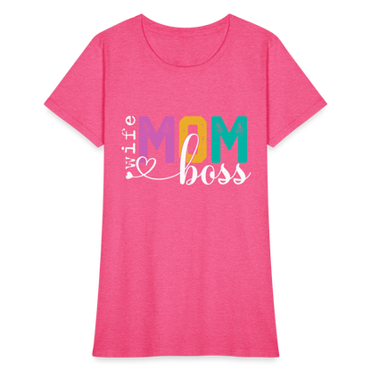 Wife Mom Boss Women's T-Shirt - heather pink