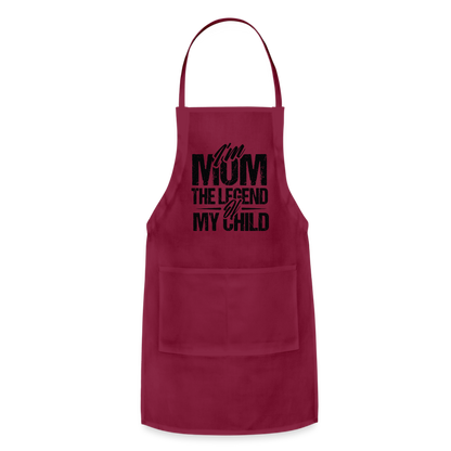 I'm Mom The Legend Of My Child Adjustable Apron - burgundy