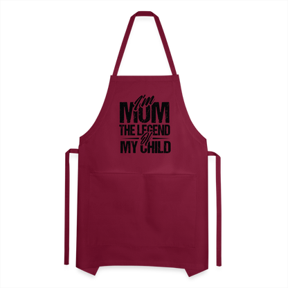 I'm Mom The Legend Of My Child Adjustable Apron - burgundy