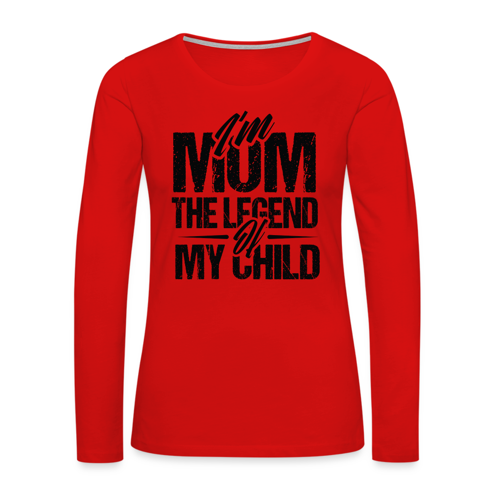 I'm Mom The Legend Of My Child Women's Premium Long Sleeve T-Shirt Color: heather ice blue