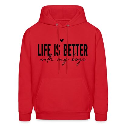 Life Is Better With My Boys - Unisex Hoodie - red