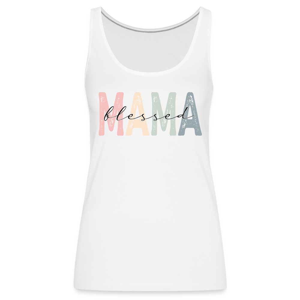 Blessed Mama Premium Tank Top (Retro Design) - white