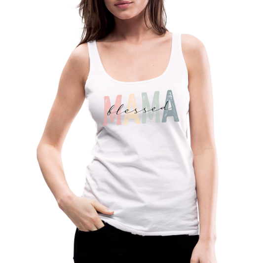Blessed Mama Premium Tank Top (Retro Design) - white
