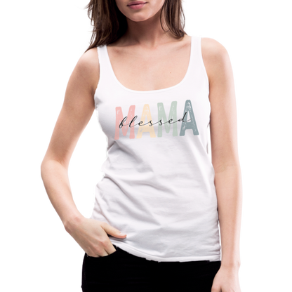 Blessed Mama Premium Tank Top (Retro Design) - white