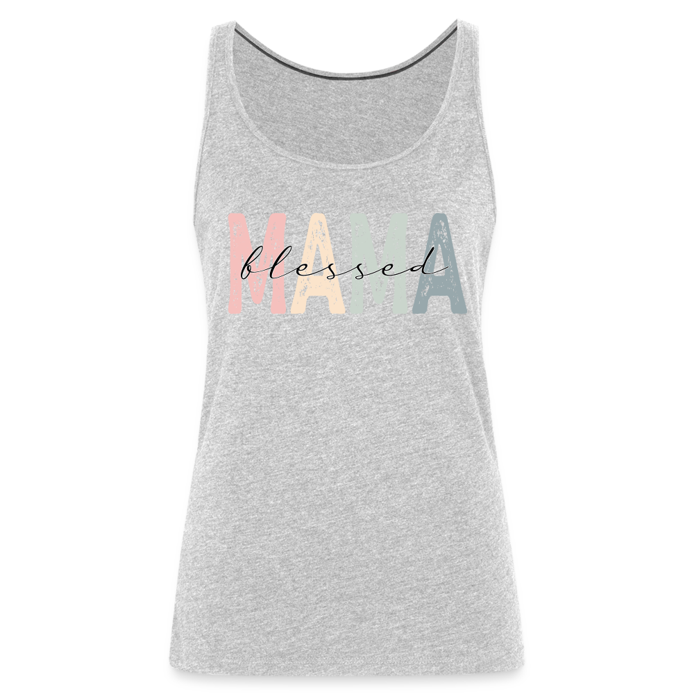 Blessed Mama Premium Tank Top (Retro Design) - heather gray